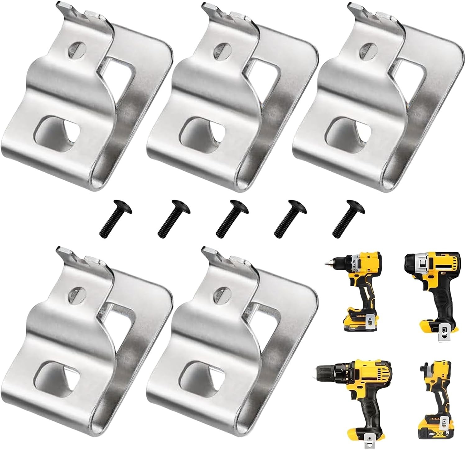 5-Pack Stainless Steel Belt Clips for Dewalt 20V MAX Tools – Easy Install