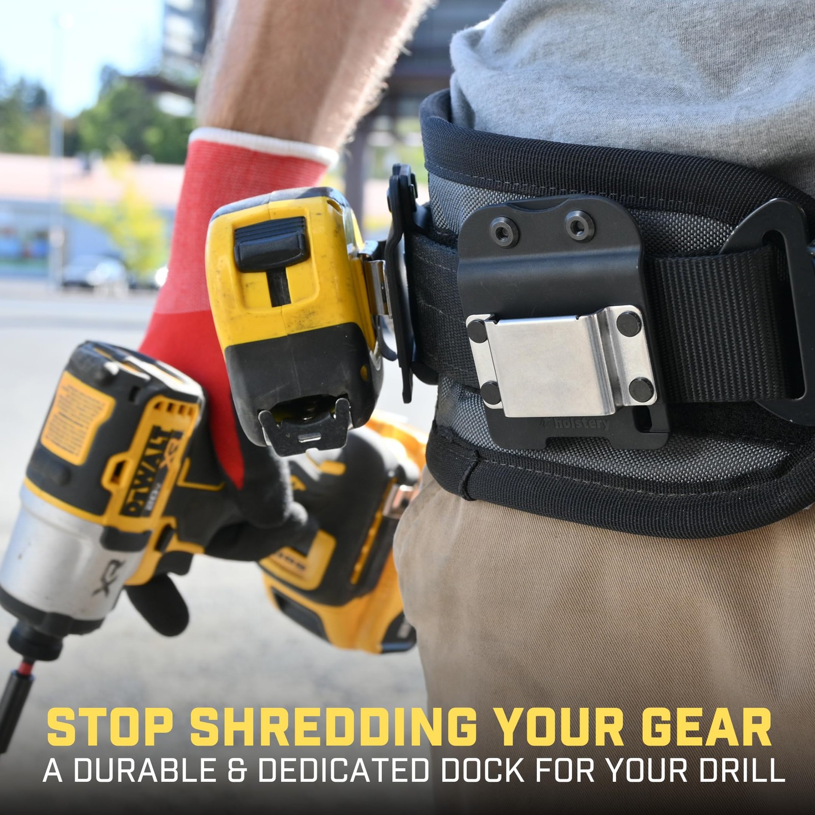 Heavy Duty Tool Belt Drill Holder Clip On Holster Cordless Impact Nailer Tape