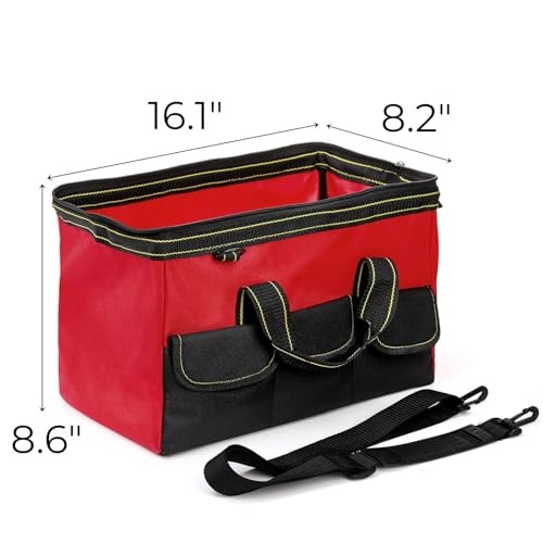 16″ Wide Mouth Tool Bag – Collapsible Tool Tote with Waterproof Coating