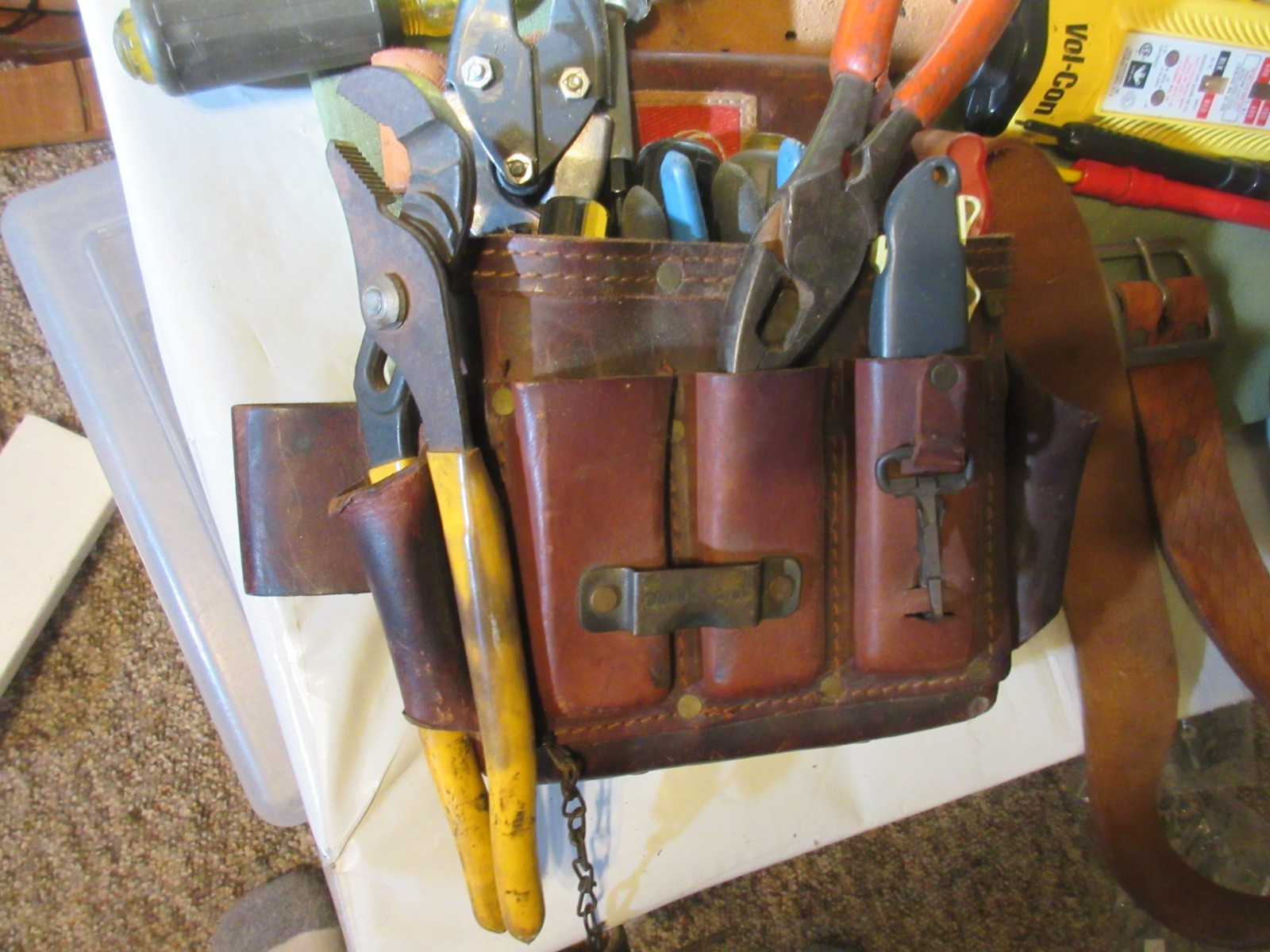 Vintage General Electric GE Heavy Duty Leather Tool Pouch Belt TOOLS