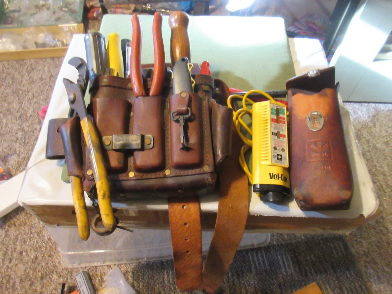 Vintage General Electric GE Heavy Duty Leather Tool Pouch Belt TOOLS