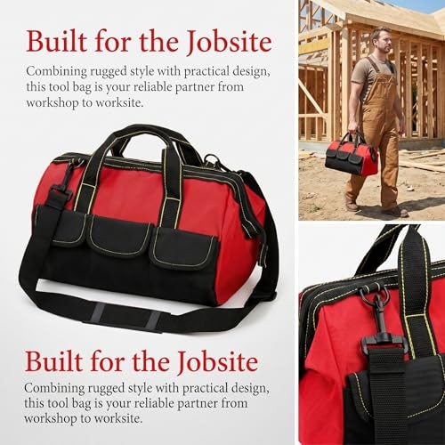 16″ Wide Mouth Tool Bag – Collapsible Tool Tote with Waterproof Coating