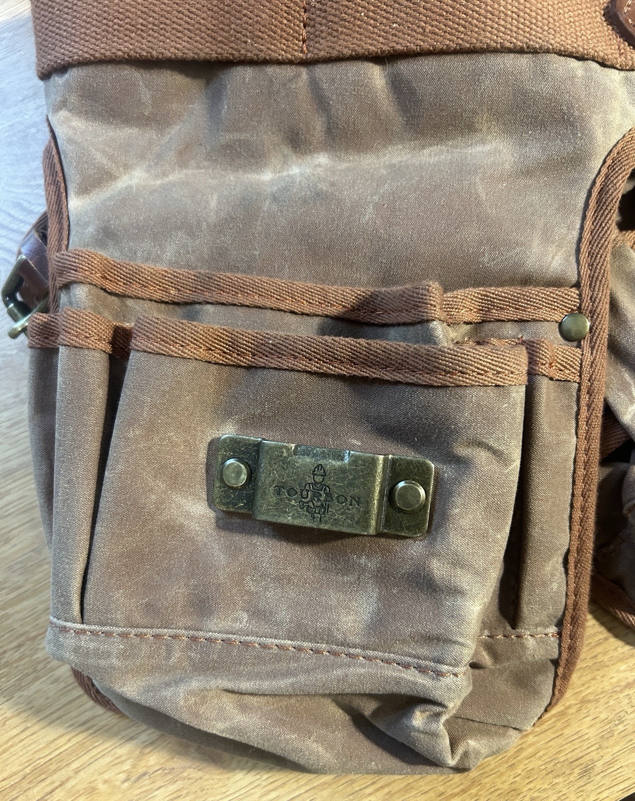 TourbonFramers Carpentry Tool Belt Pouch Harness Rig Canvas Leather Brown