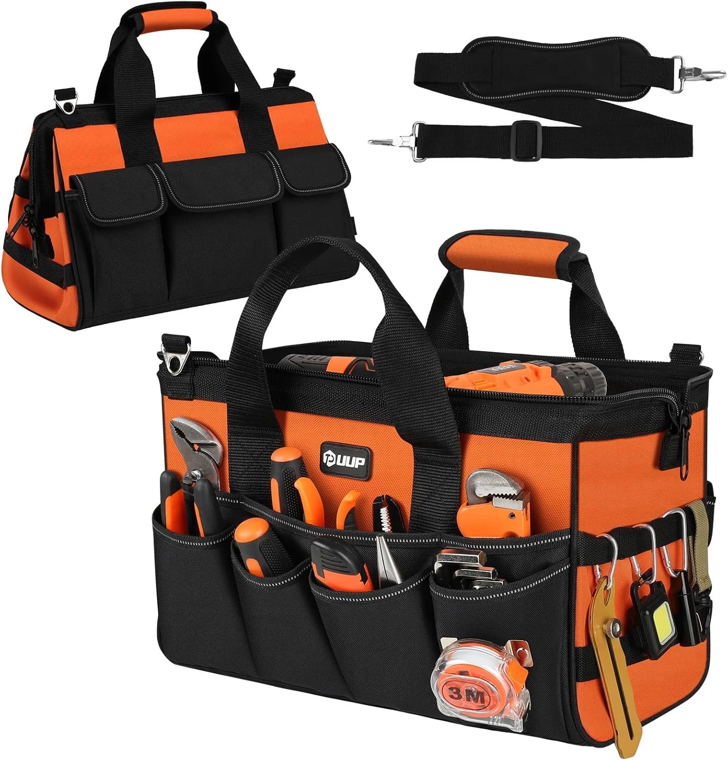 UUP Heavy Duty Tool Bag 15-Inch, 16-Pocket Portable Soft Tool Box Organizer Stor
