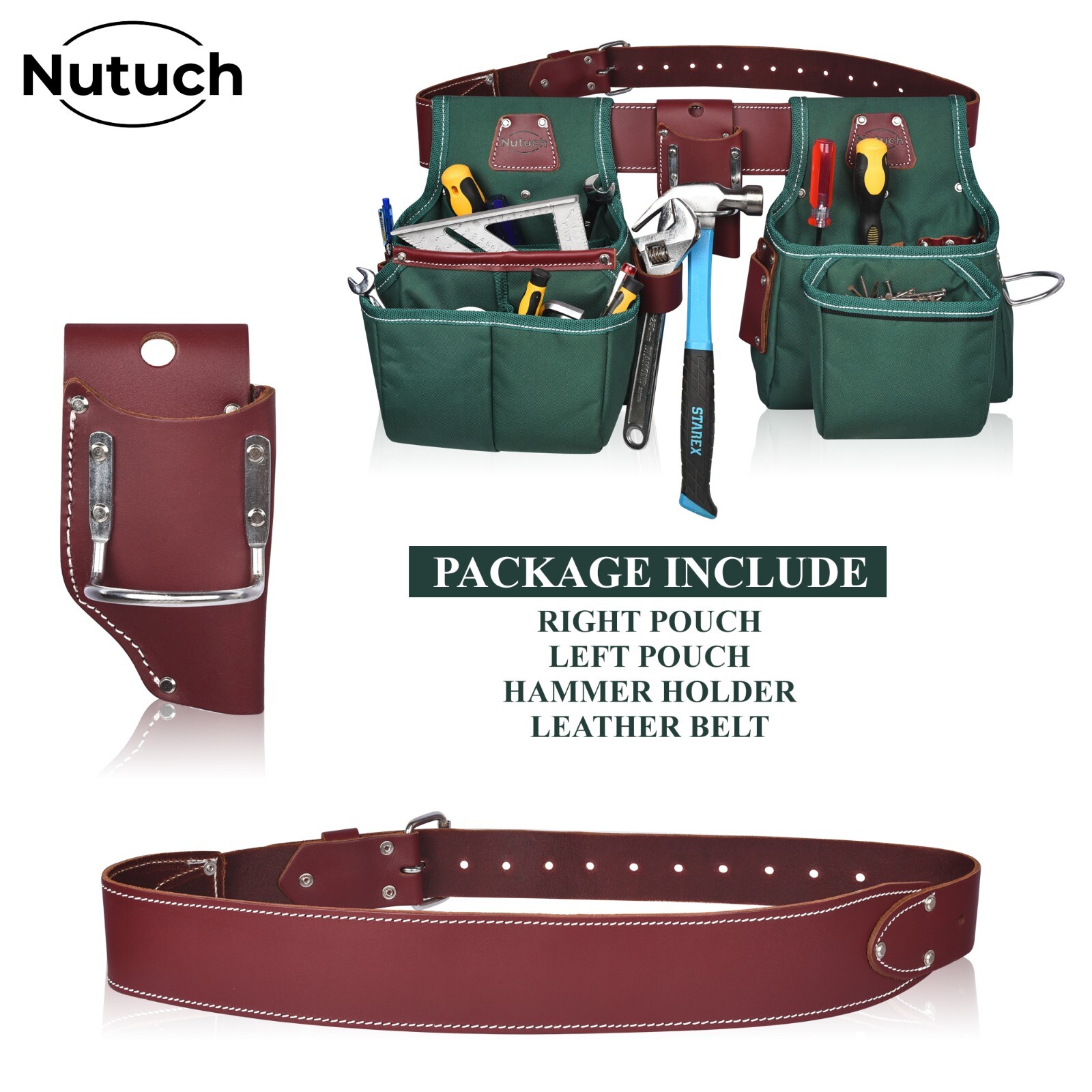 NUTUCH Nylon and Leather Tool Belt | Carpenter Tool Belts | Electrician