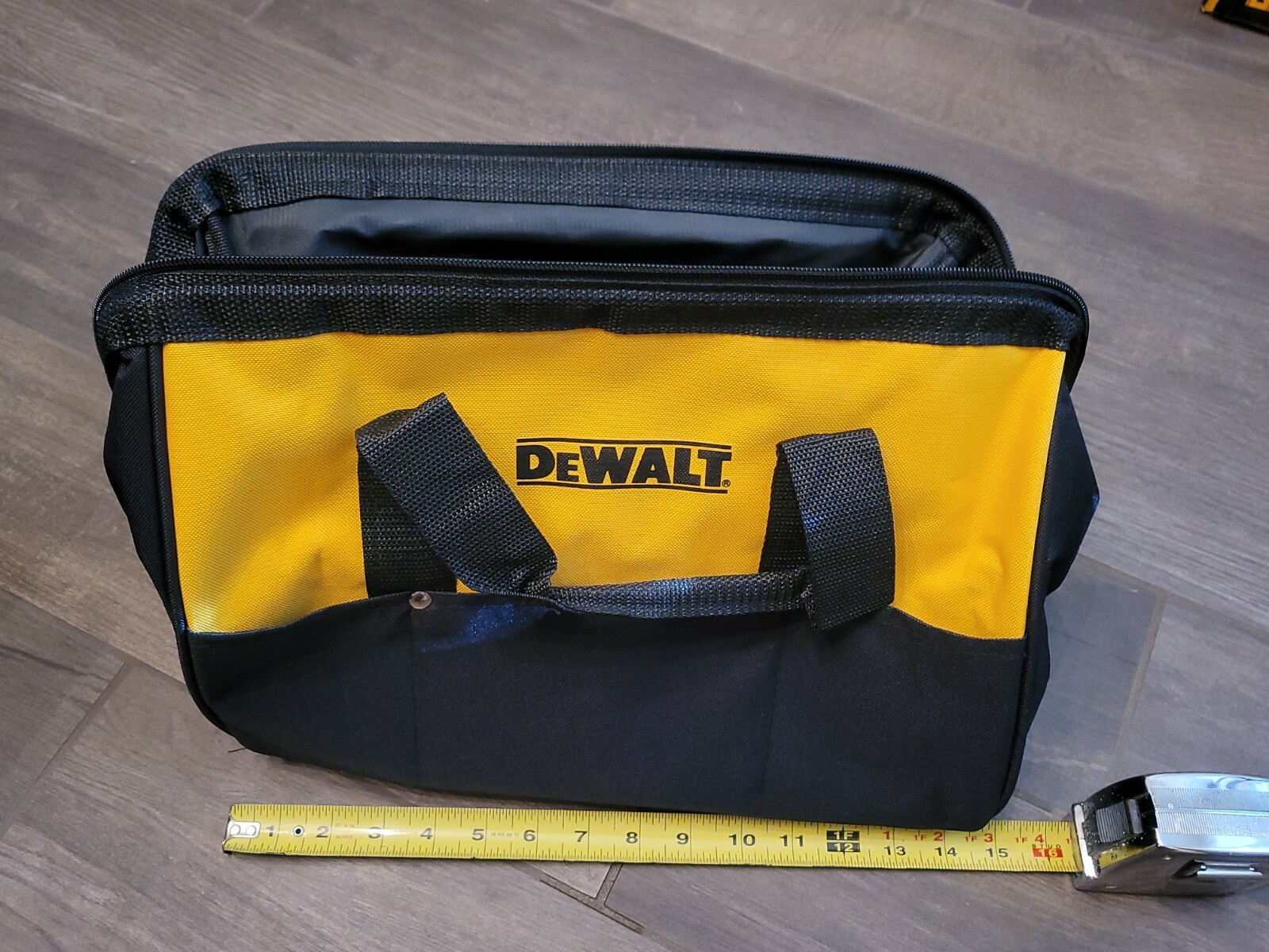 (2) DeWALT 15″×9″×10″ Heavy Duty Nylon Contractor Tool Bags (N772413) – NEW!