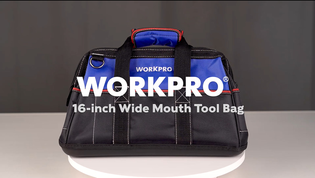 16″ Wide Mouth Tool Bag – Heavy Duty Cloth Storage, Waterproof Base, Adjustable