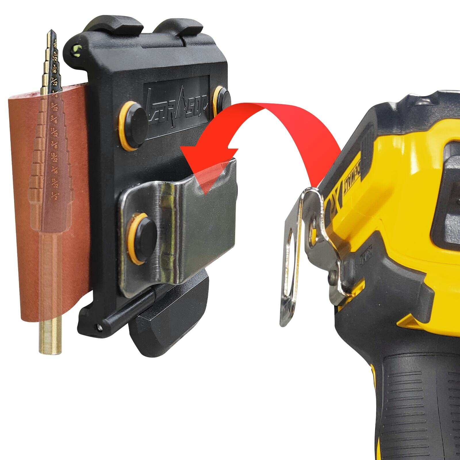 Drill Clip Hooks 6 Pack with Belt Clip Holster for Drills and Impact Drivers