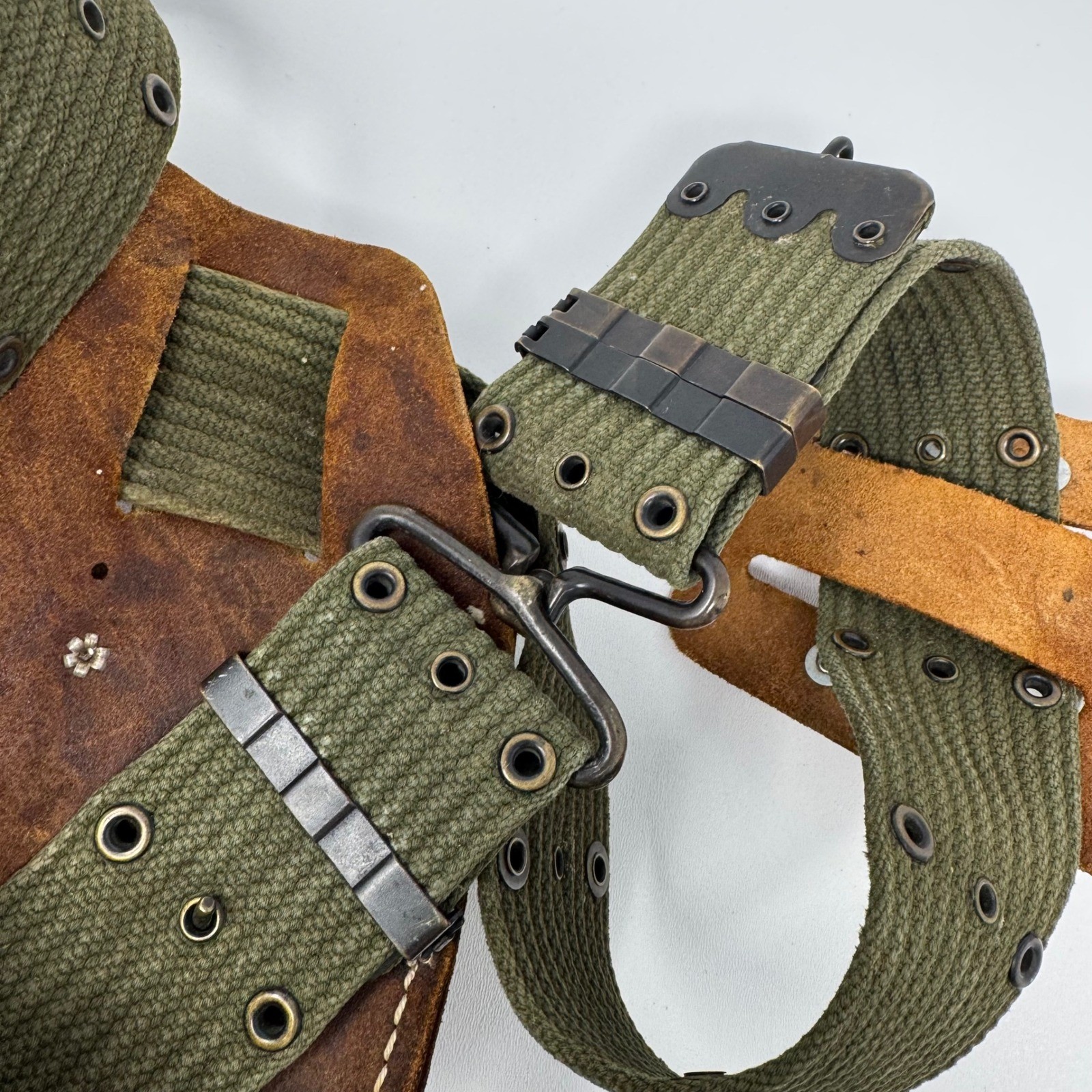 Popular Mechanics Vintage Leather Tool Belt Hammer Flashlight Holder Canvas Belt
