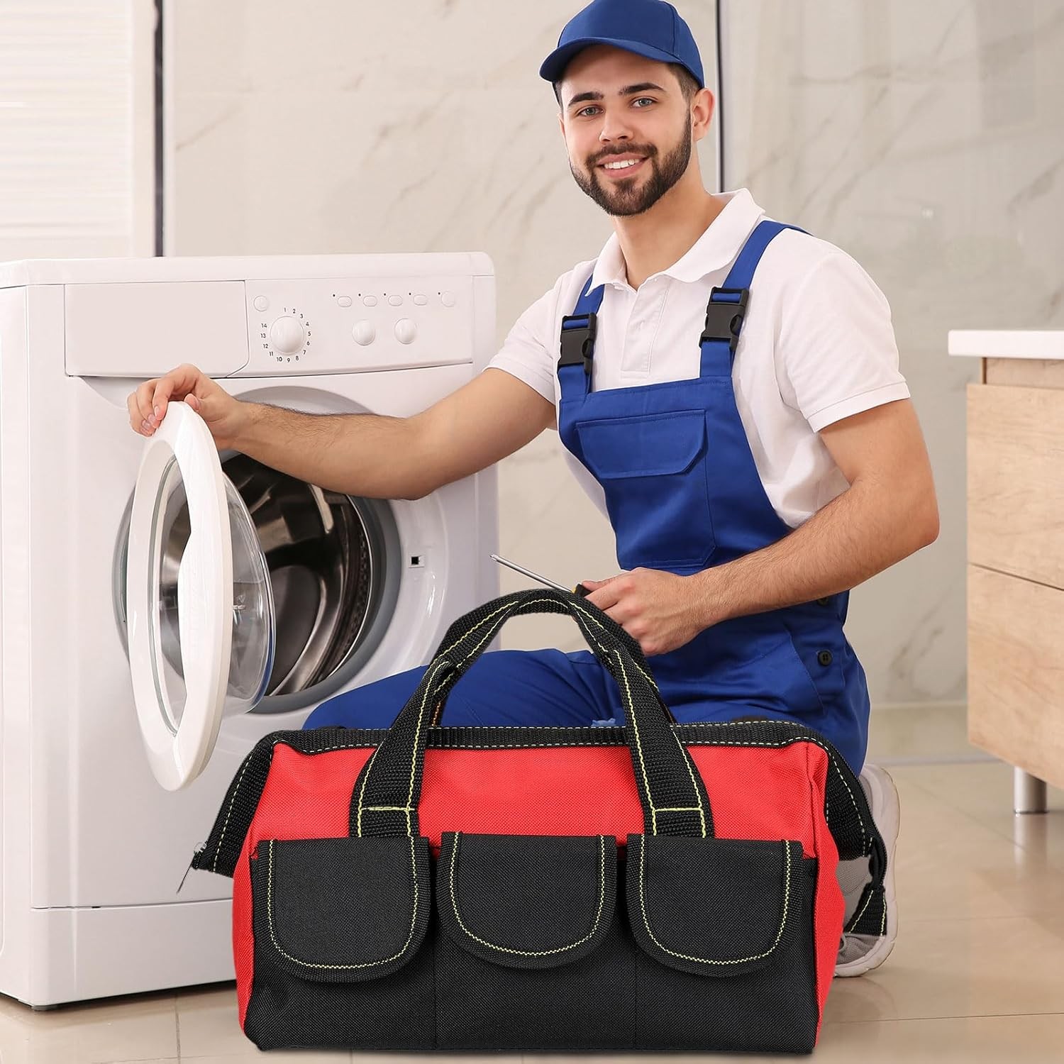 Sanwuta 3 Pack Tool Bag for Men with Waterproof Hard Bottom