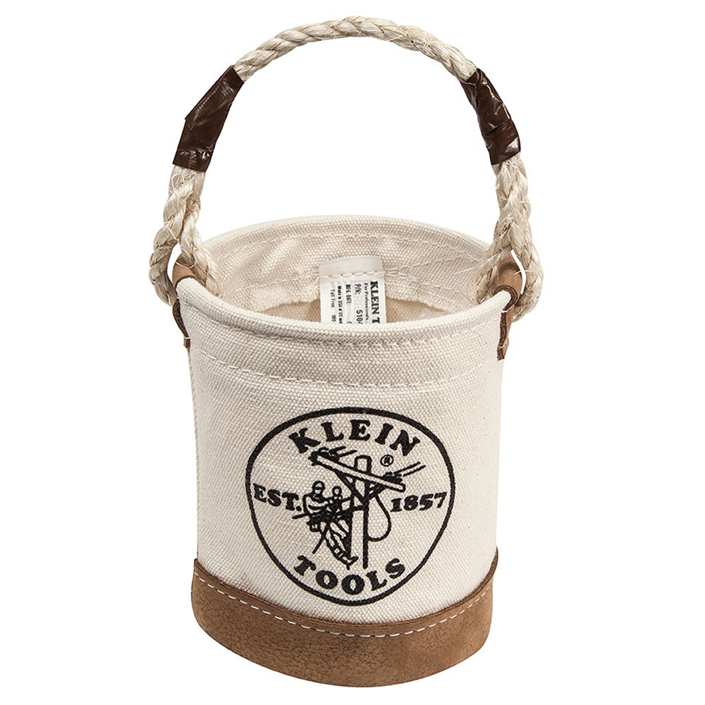Klein Tools 5104MINI 6 in Mini Leather-Bottom Bucket Rope Handle Natural