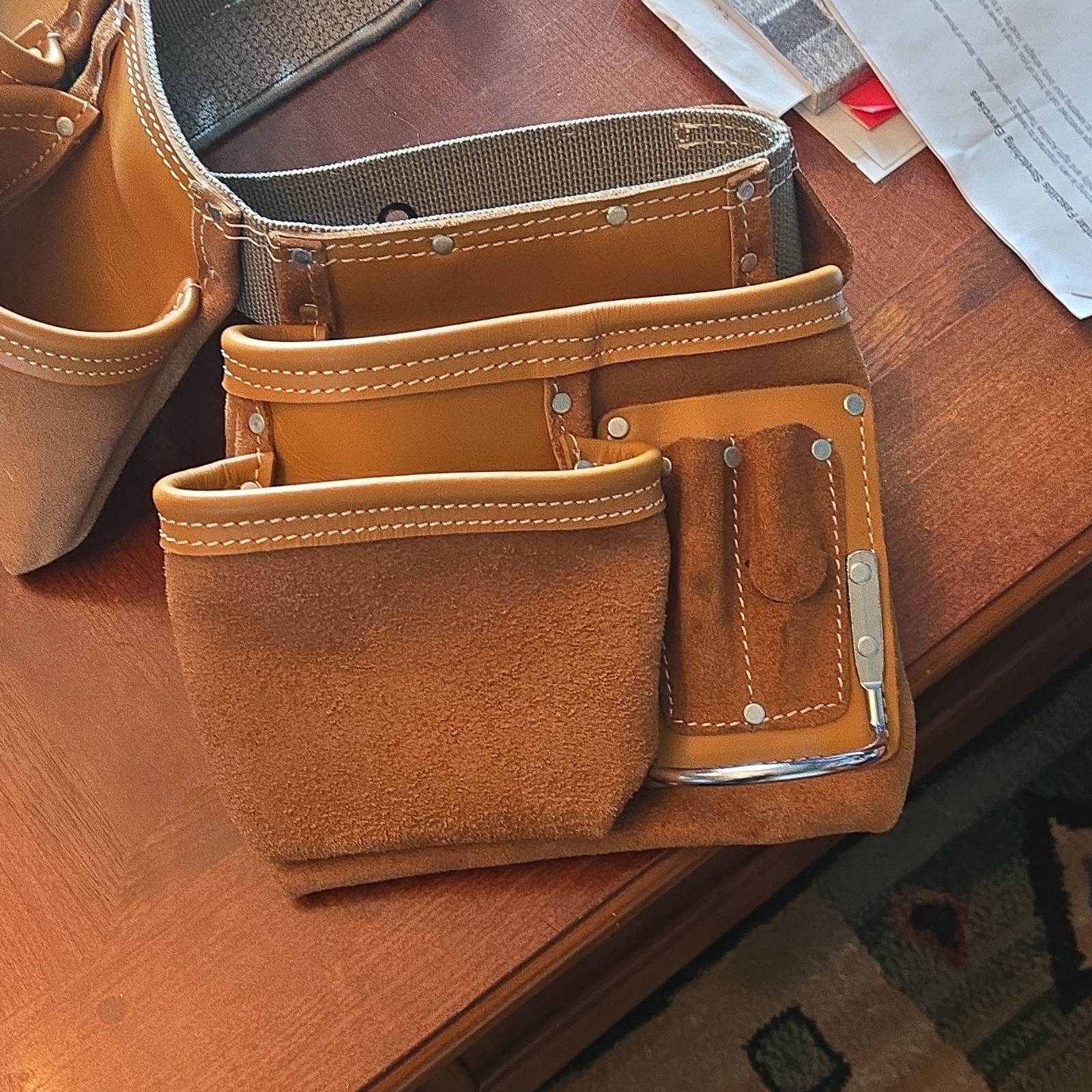 McGuire-Nicholas Brown Leather Tool Belt with Multiple Pouches