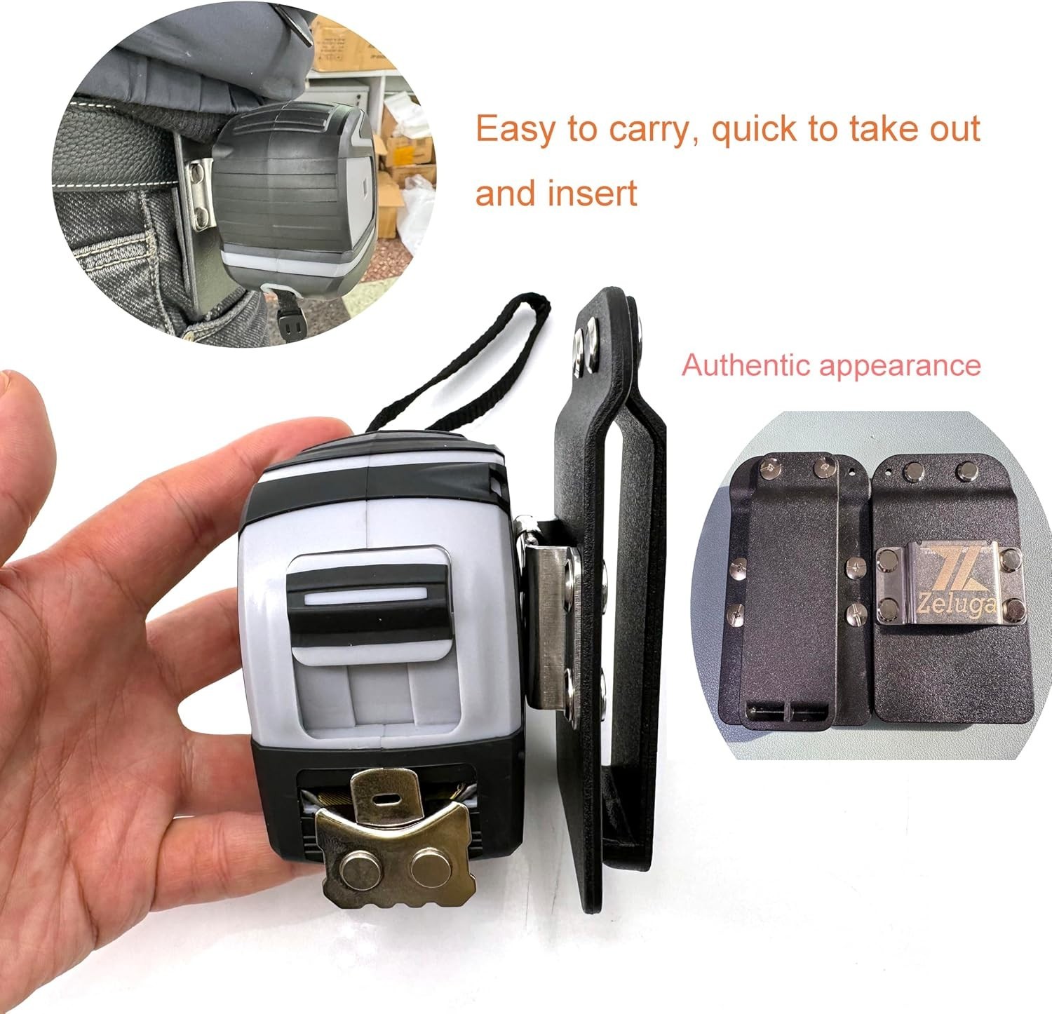 Clip-On Tool Belt Drill Holder – Fits Up to 3» Belts, Durable Stainless Steel