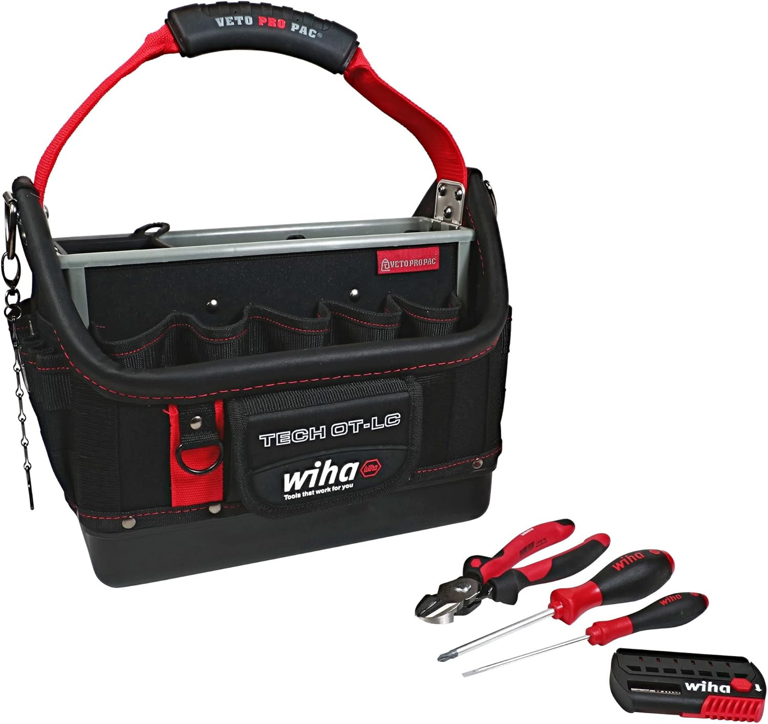 91239 11 Piece Veto Redstripe TECH OT-LC Open Tote Tool Kit