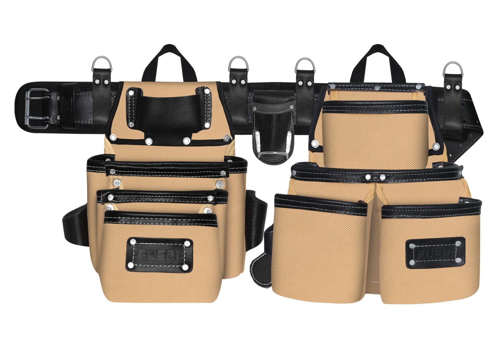 FUERI Electricians Heavy Duty 26 Pocket Leather Nylon Tool Belt Bag Carpenter