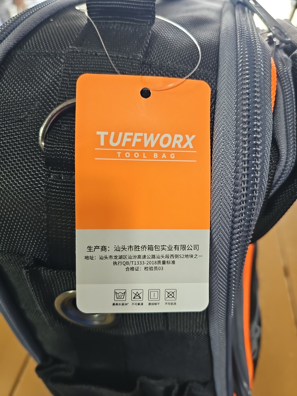 Tuffworx TW012 Heavy Duty Tool Backpack Bag Storage Black Orange Molle Tough