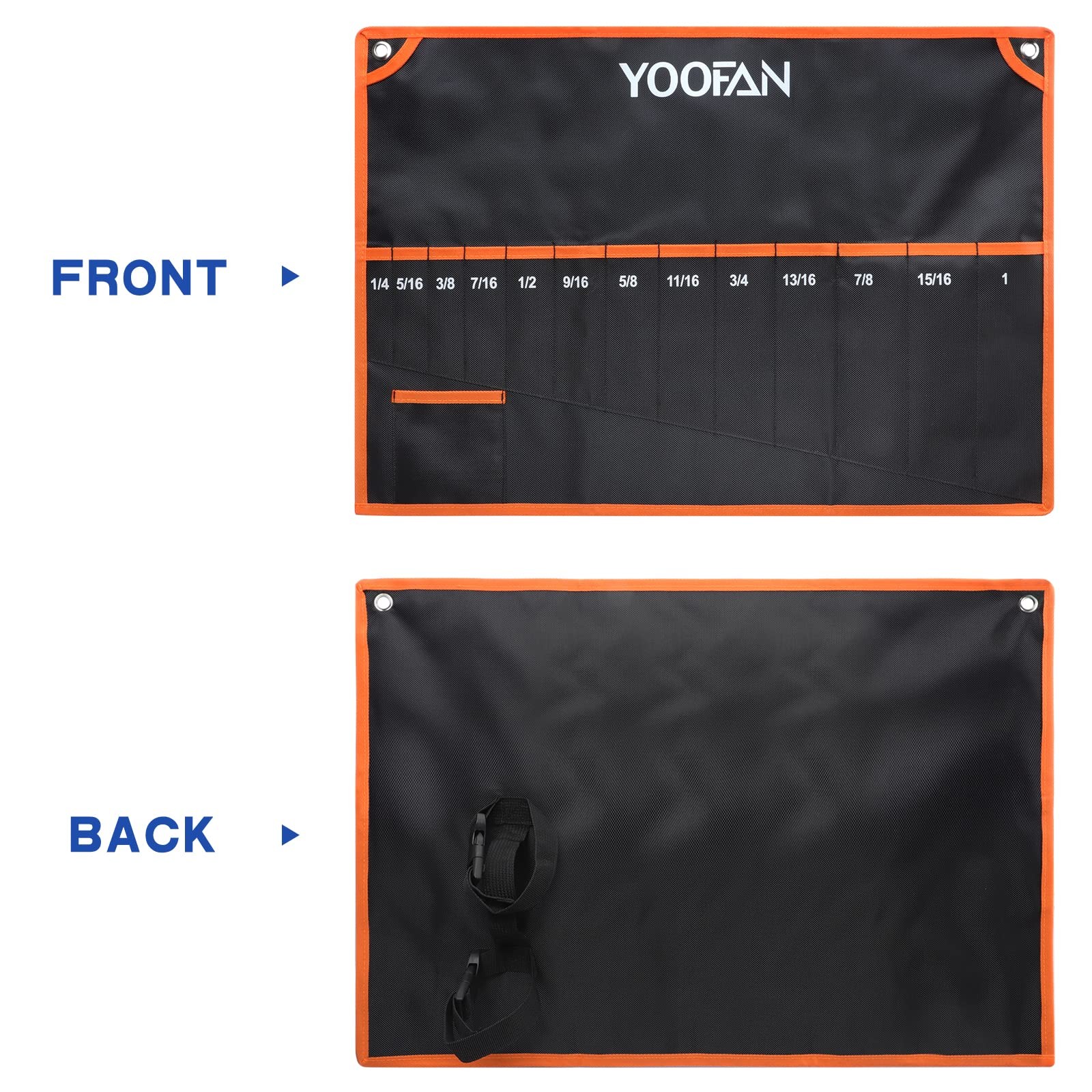Wrench Roll Up Pouch – Wrench Organizer with 13+1 Pockets, Wrench Bag with ha…