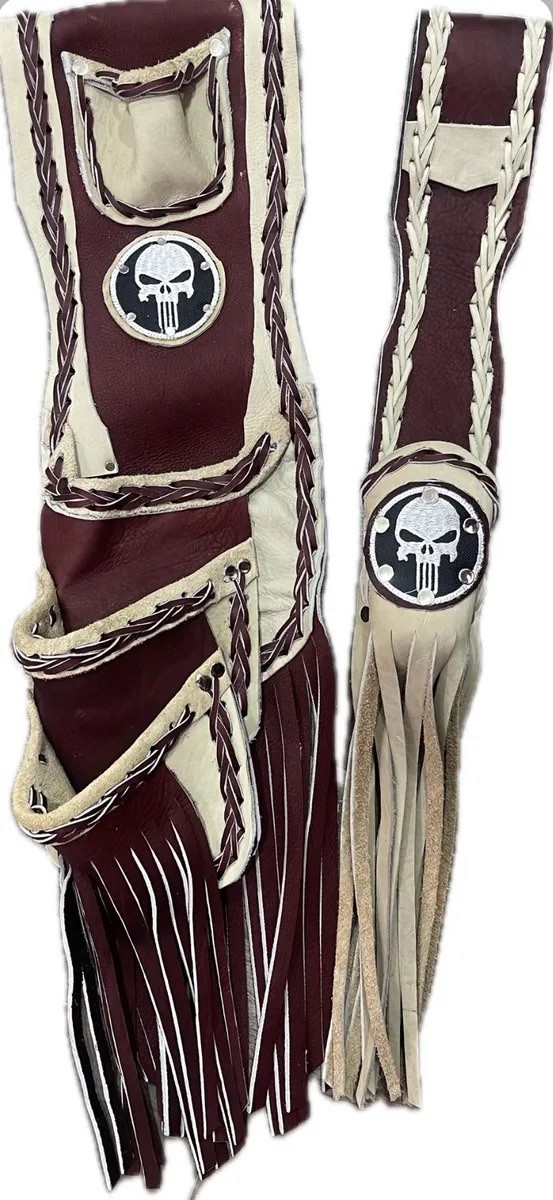 Leather Nail And Hammer Pouch 4 Pouches Punisher Skull Handmade In Mexico