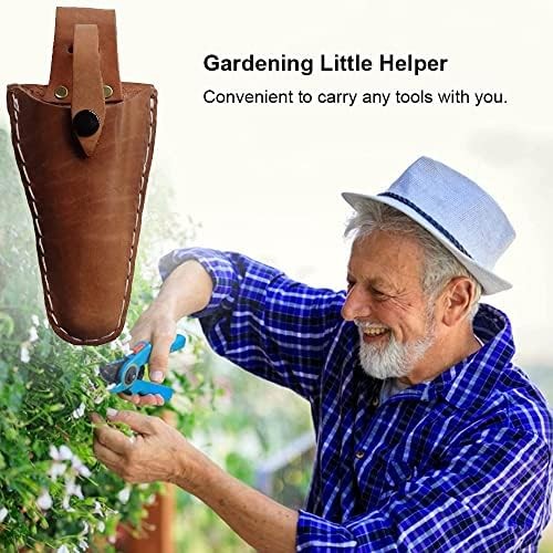 2 PCS Leather Pruner Holster Hanging Pouch with Safety Lock for Pliers Pruner (P