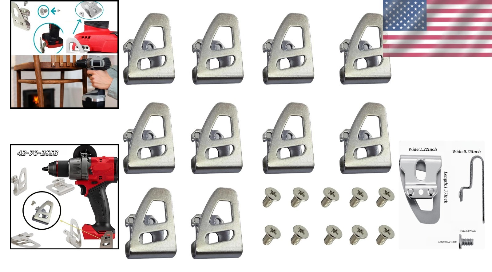 Secure Your Milwaukee Tools: 10PCS Stainless Steel Belt Clips & Screws Included