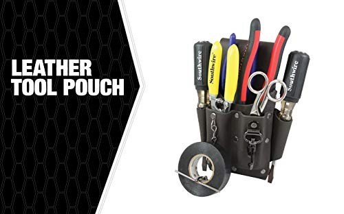 Southwire POUCH4 Leather Tool Pouch; 5 Pocket Pouch with Electrical Tape Chain;