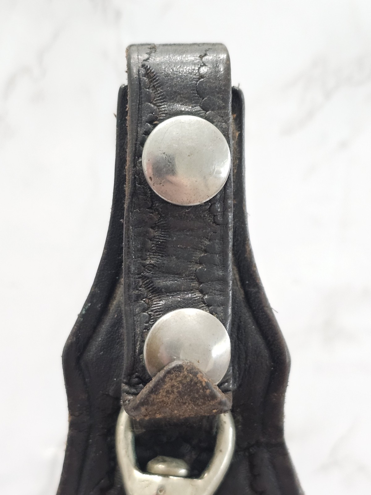 Vintage Tool Holster Leather Metal Hook Button For Belt Holster Pattern Key Ring