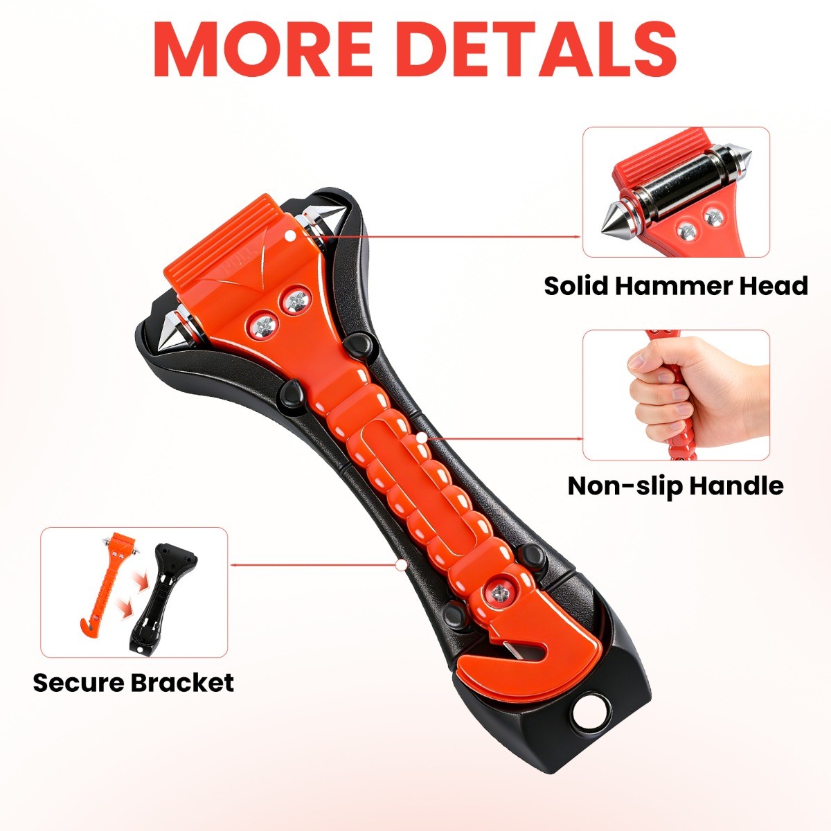2-Pack Car Emergency Escape Tool Window Breaker Hammer Seat Belt Cutter Orange
