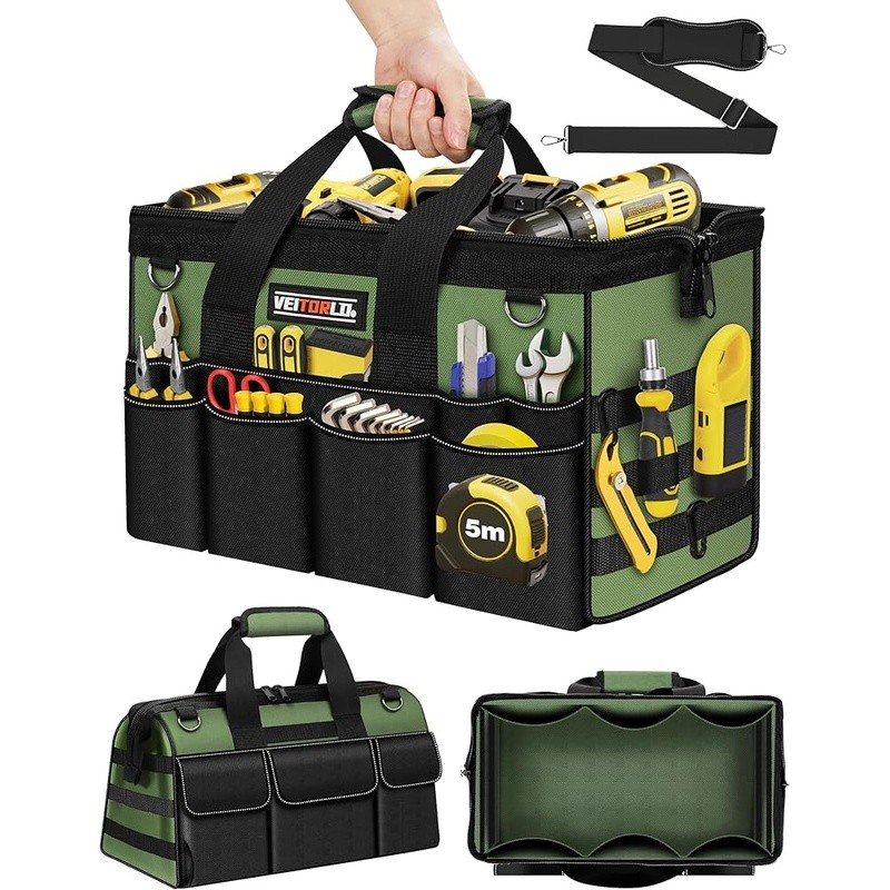 Durable Tool Bag Heavy Duty Organizer W/ Multiple Compartments Professionals New