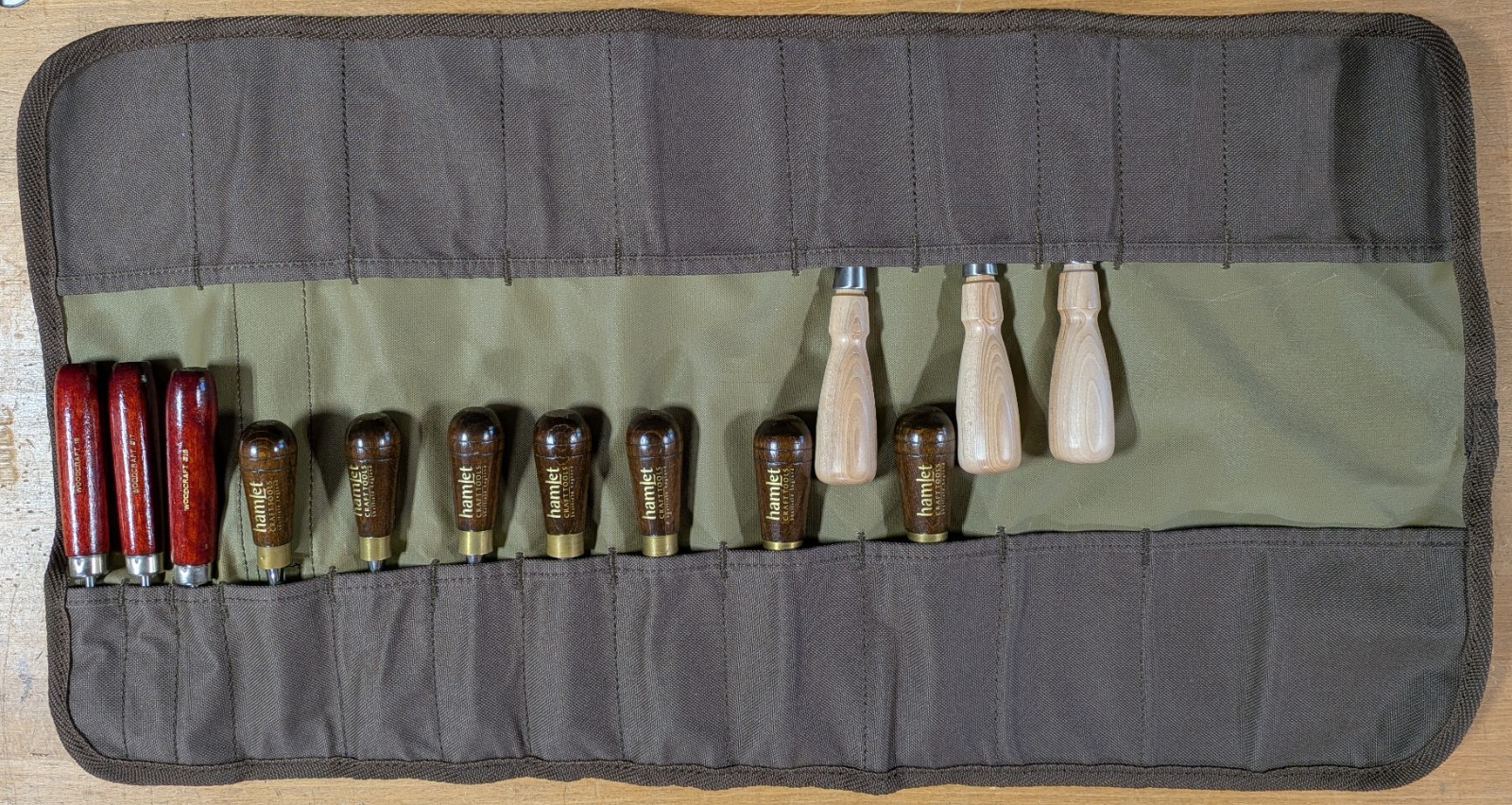 Kuny’s heavy duty canvas 22 pouch roll for chisels & similar tools Canadian made