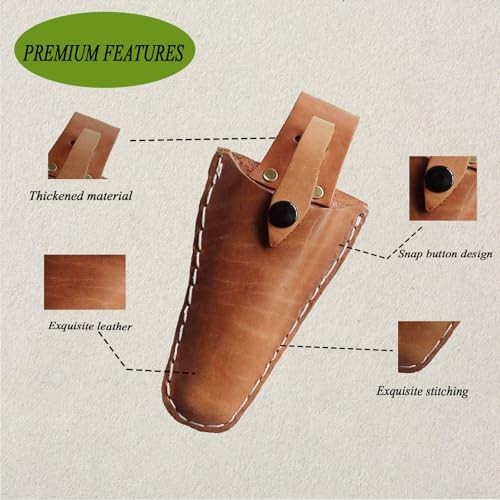 2 PCS Leather Pruner Holster Hanging Pouch with Safety Lock for Pliers Pruner (P