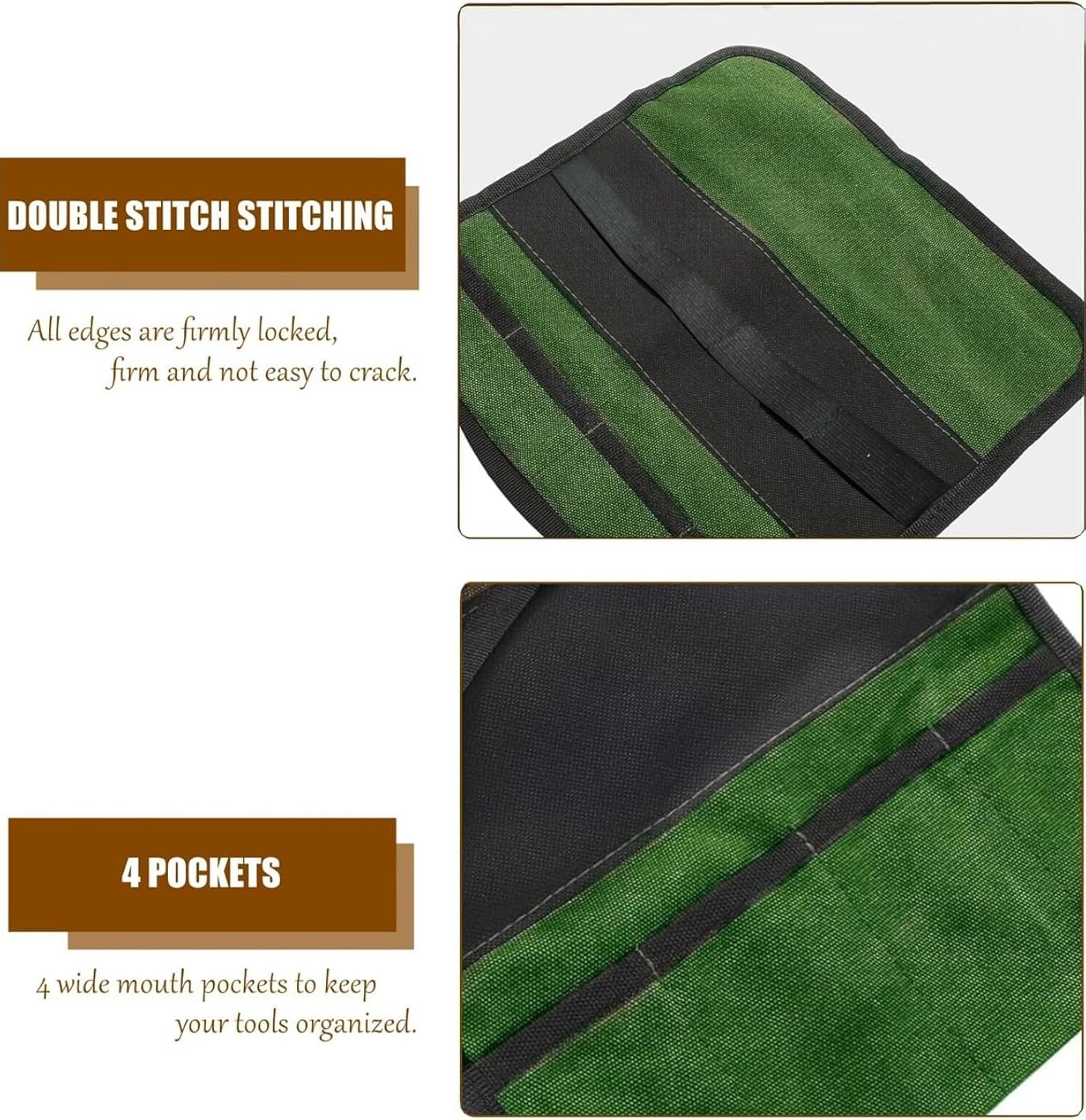 BLIRITEL Small Canvas Tool Roll Up Bag – Chisel Organizer With 4 Green