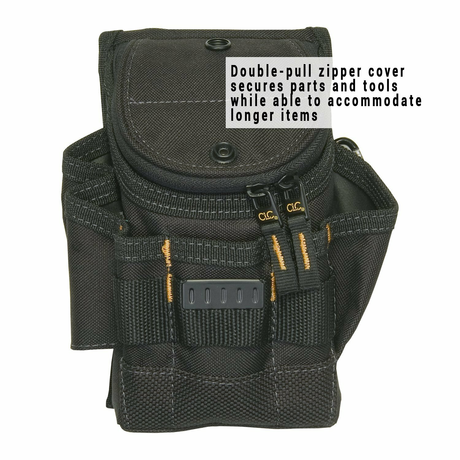 CLC 1523 Custom Leathercraft 7 Pocket ZipTop Small Utility Pouch Polyester Black