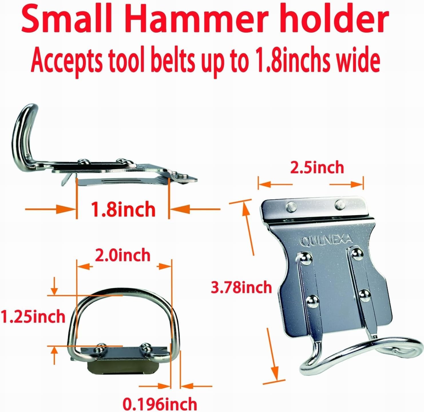 Stainless Steel Hammer Holder Drill Holster Tool Belt 2.0 Inch Hammer Loop