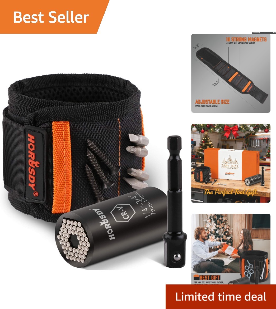 Strong Magnetic Wristband & 7-19mm Universal Socket – Time-Saving Tool for DIY