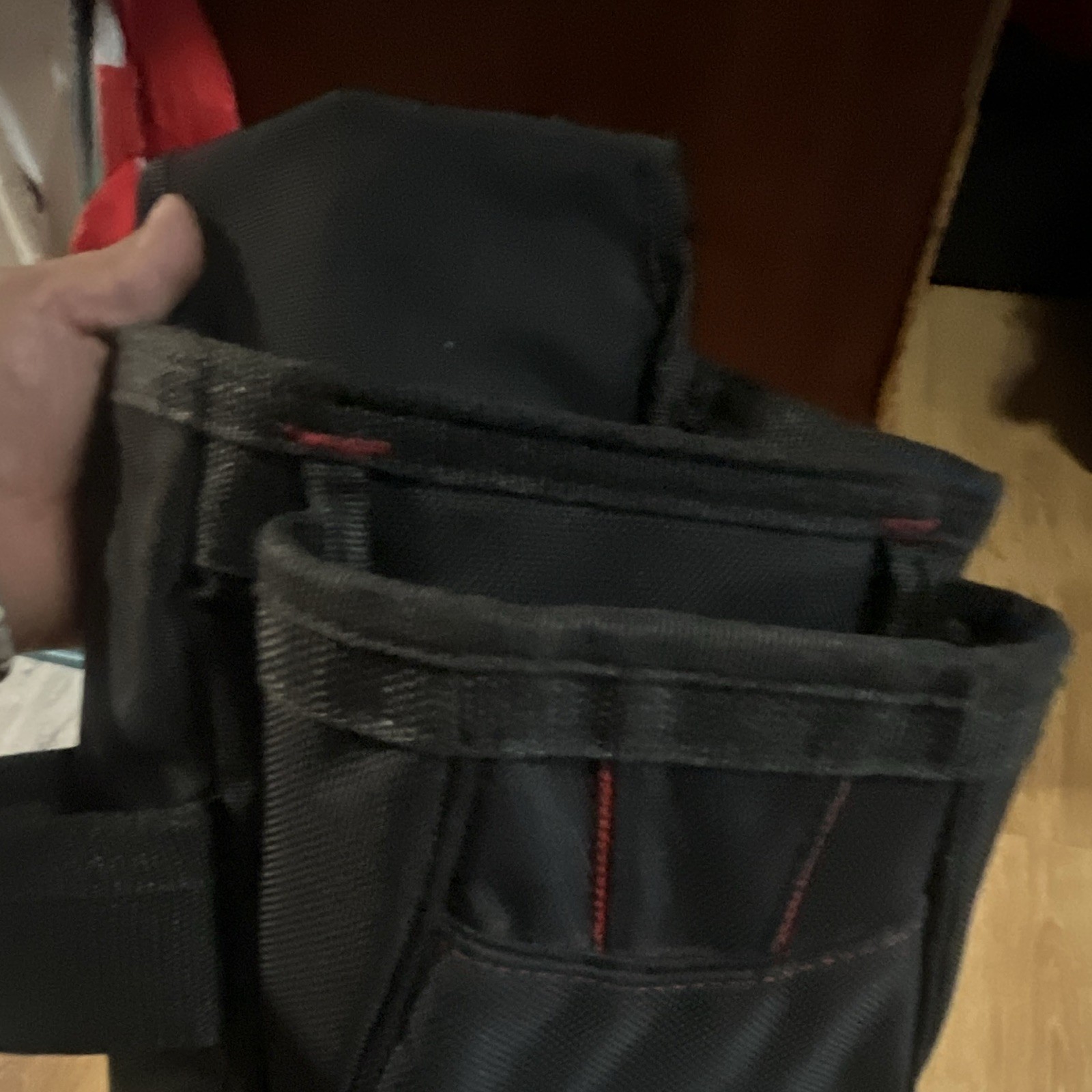 Black and Red Fabric Tool Pouch, 1 Count