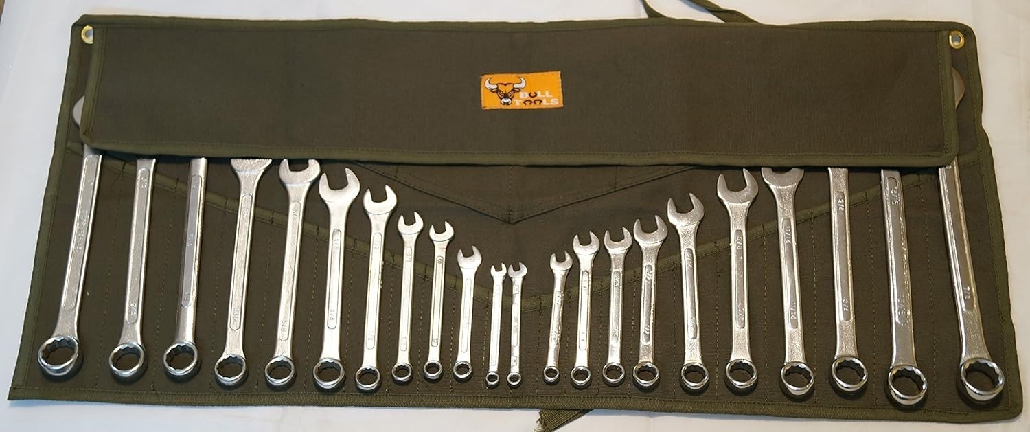 26-Pocket Wrench Tool Roll Organizer, Roll-Up Pouch Metric & SAE Heavy-Duty 100%