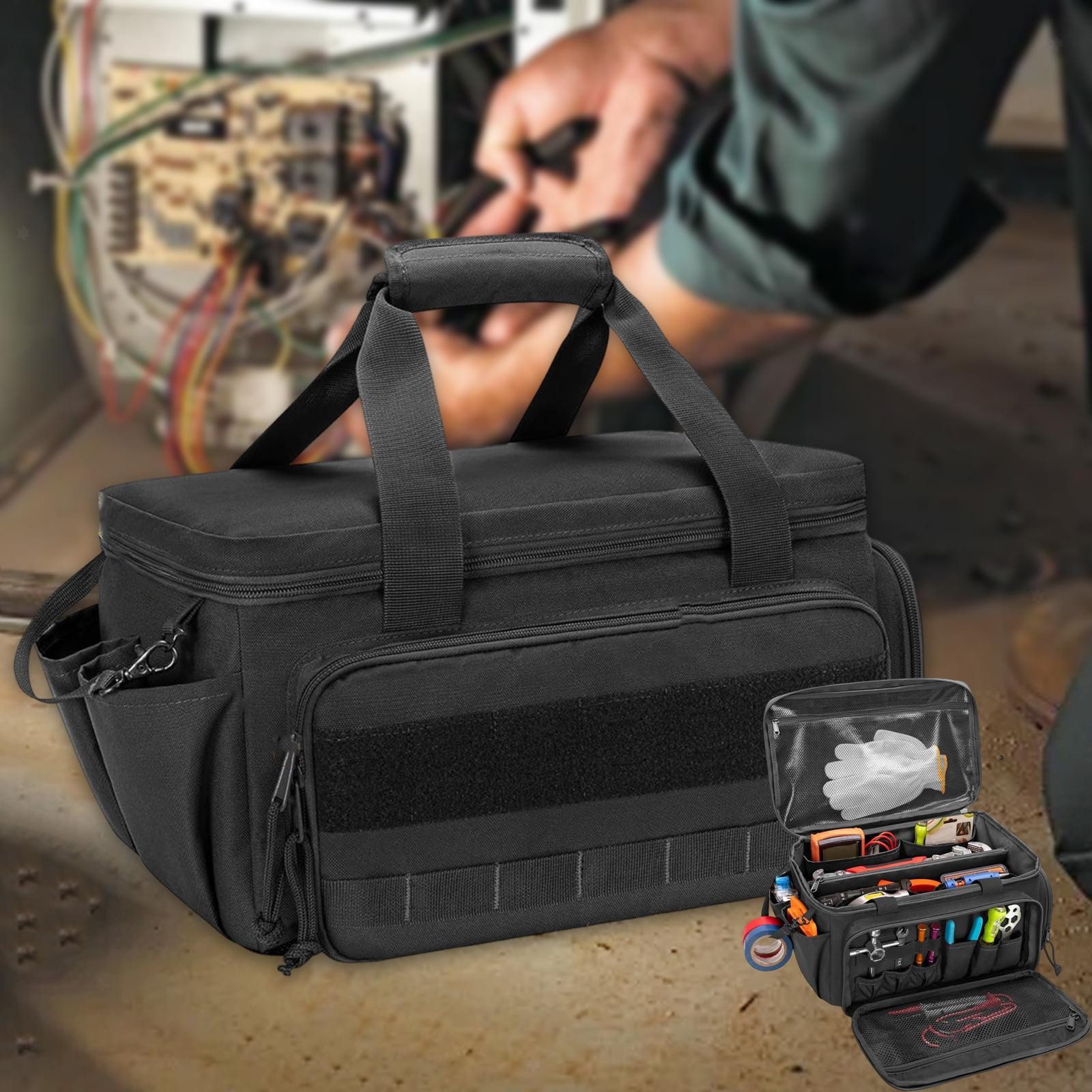 Tool Tote Bag Tools Carrying Tote with Waterproof Base Handbag Portable Toolbag