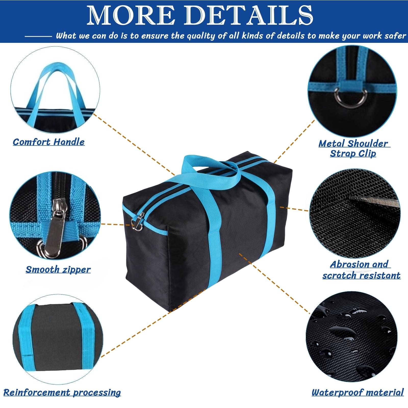 Wide Mouth Tool Bag, Heavy Duty Tool Bag for Men, High Capacity Tool Tote Bag…