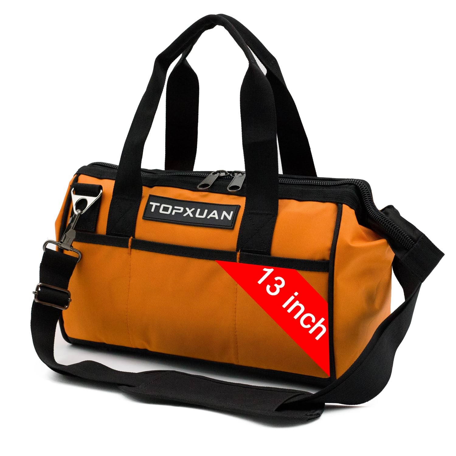 Tool Bag 13 Inch Waterproof Orange Tool Organizer with Wide Mouth and Shoulde…