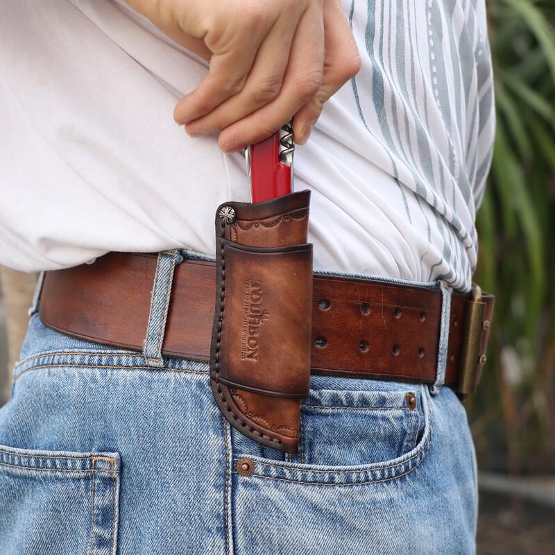TOURBON Pocket Folding Knife Sheath 4″ Fixed Blade Belt Holster Cover Camping