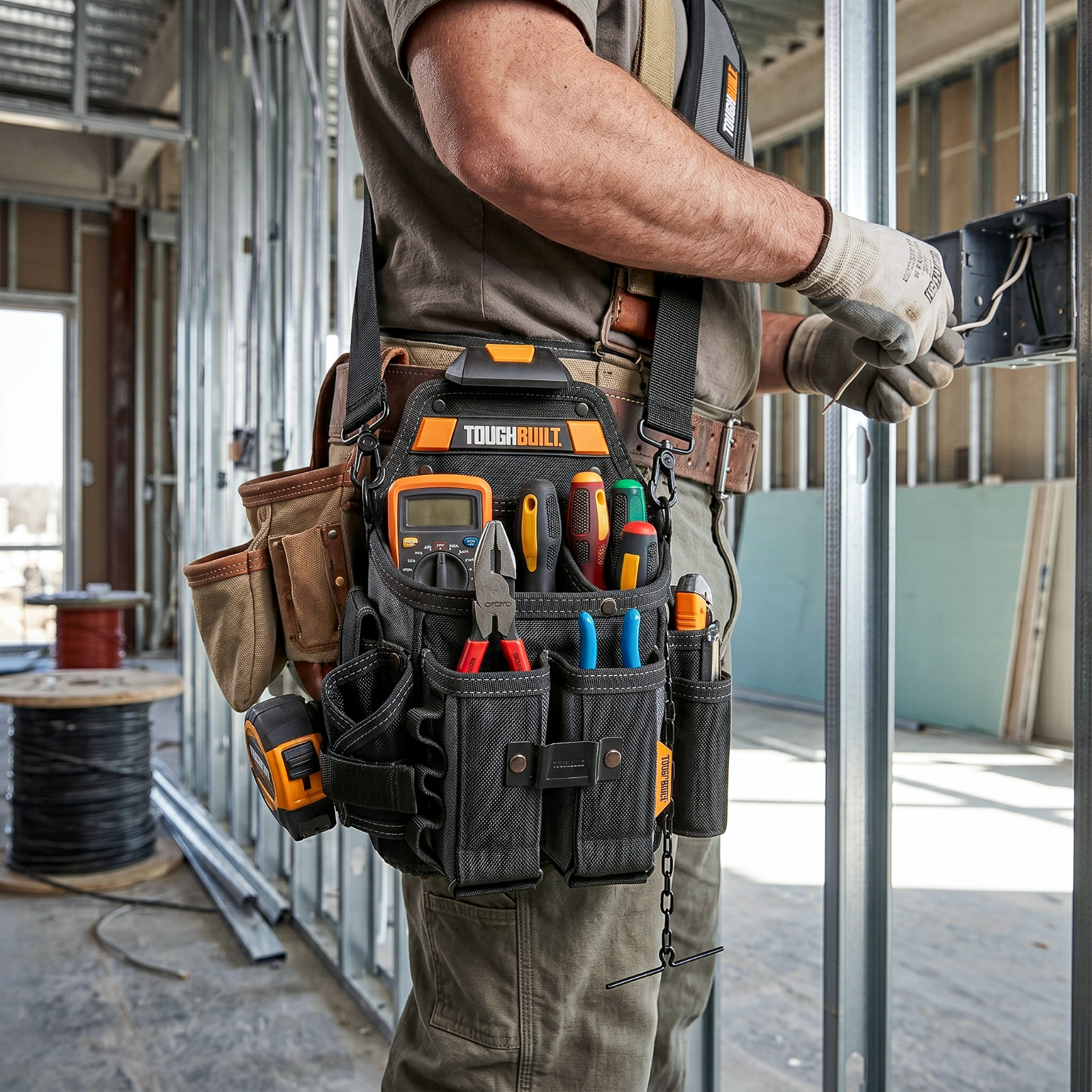 TOUGHBUILT TB-CT-114 Journeyman Electrician Pouch 21 Pockets w/ Shoulder Strap