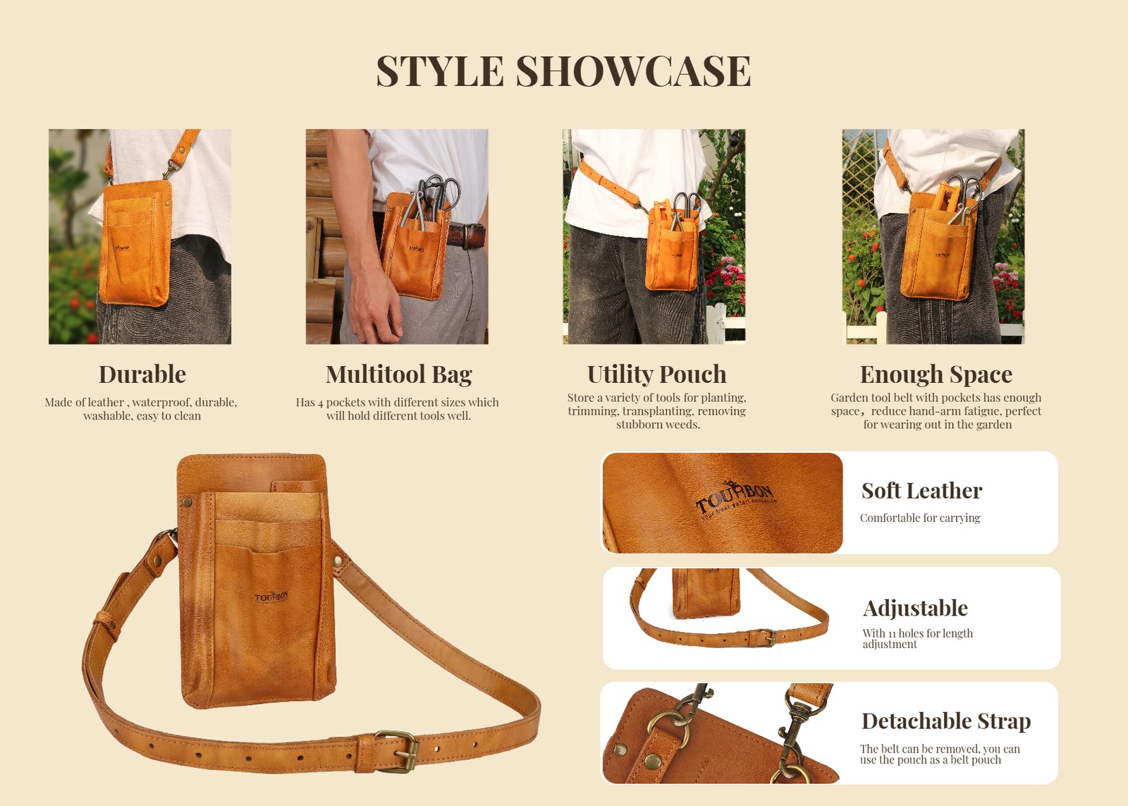 Leather Garden Belt Tools Organizer Pouch Florists Crossbody Girls Bag