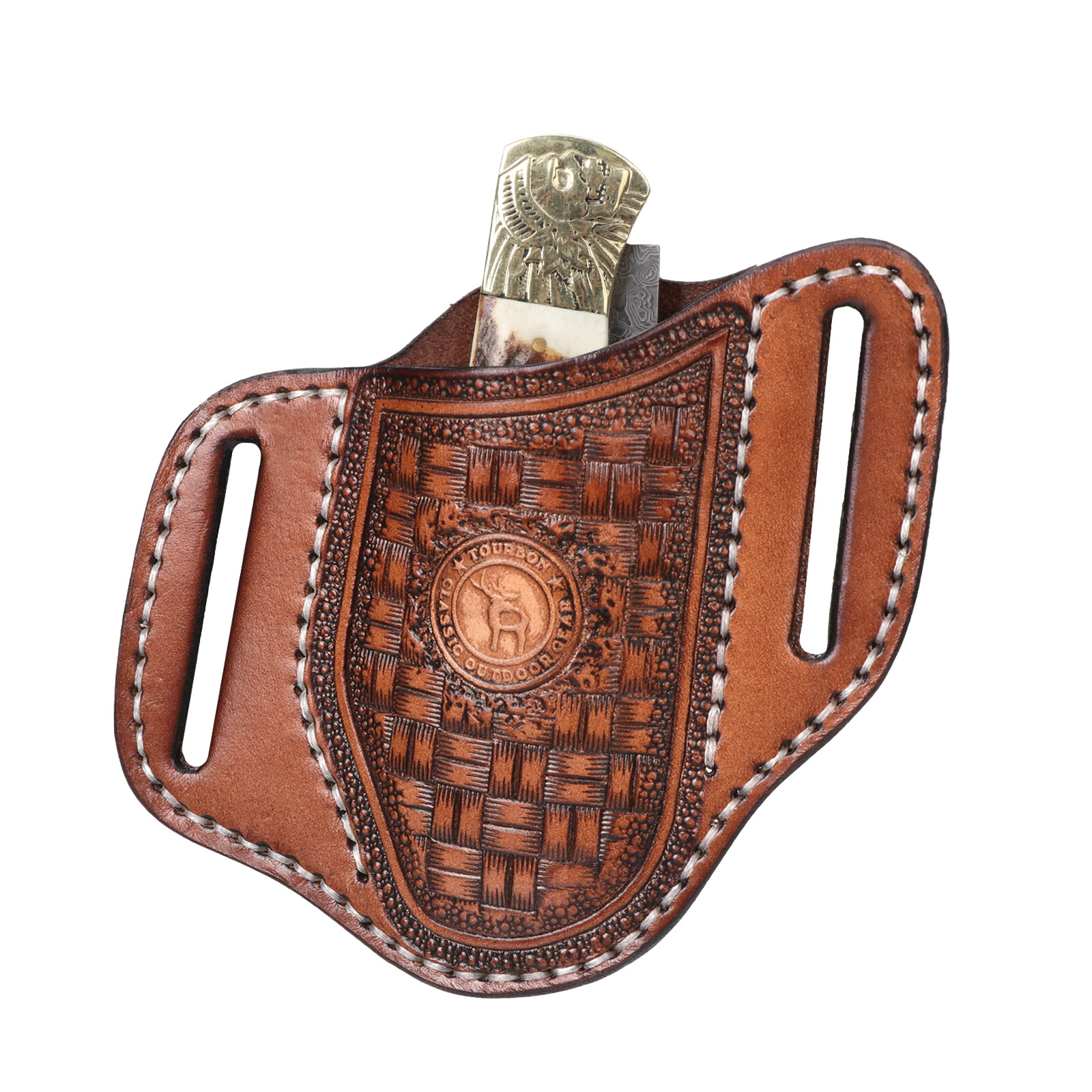 TOURBON Retro Leather Folding Knife Sheath Tool Pouch Knives Holder Belt Holster