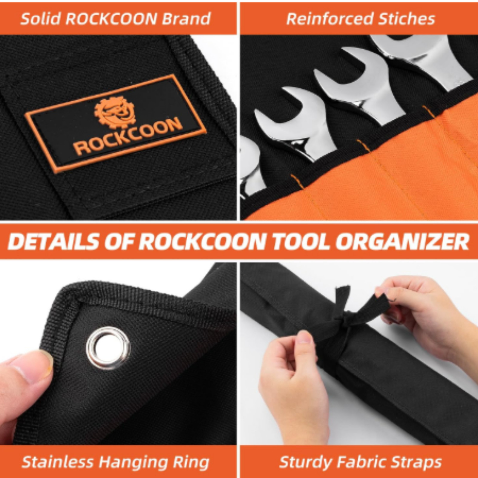 16 Pocket Wrench Roll Organizer Tool Bag Heavy Duty Canvas Roll Up Storage