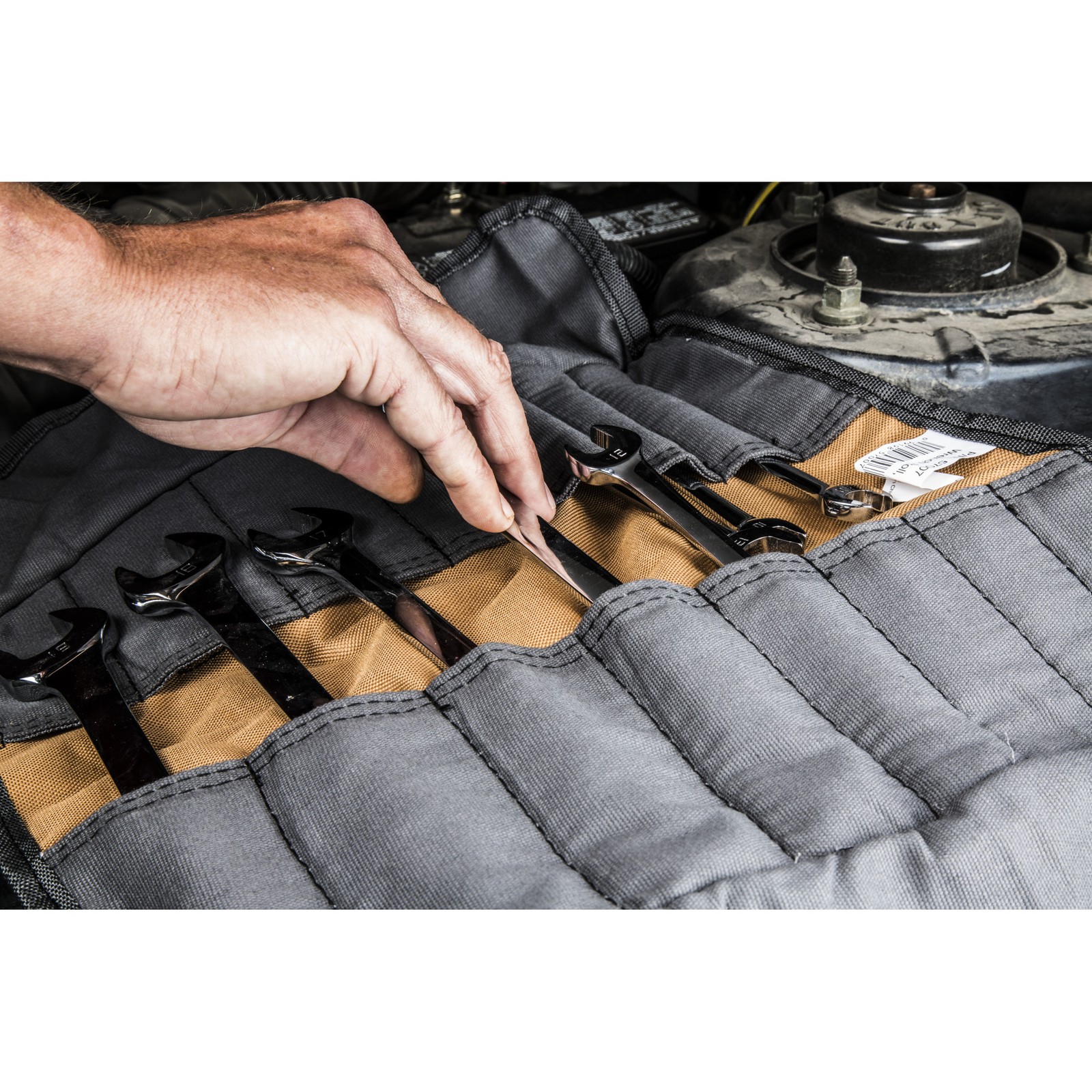 Wrench Roll Sleeve Hand Tool Bag Holder Small Gray Tan Dickies 57007