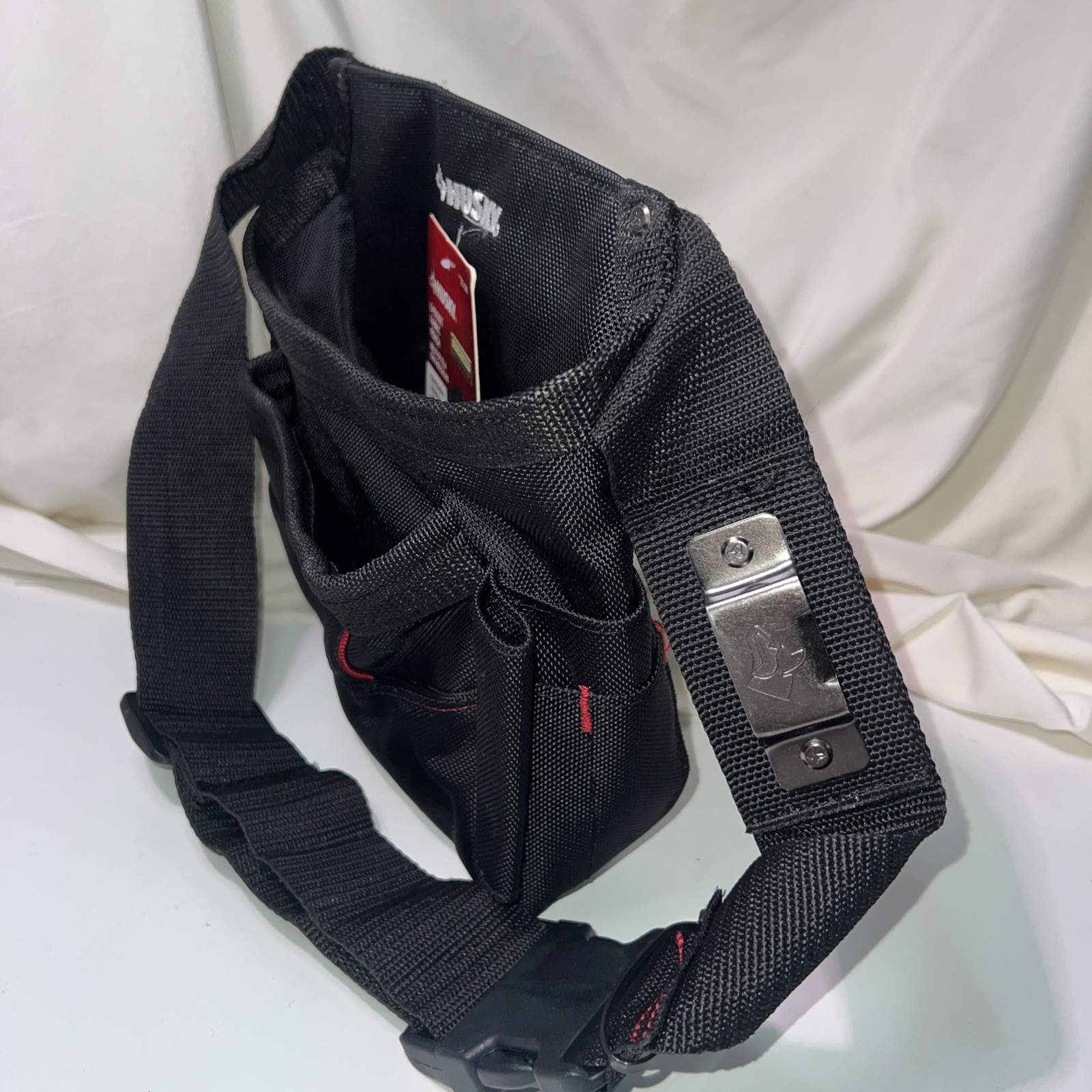 Husky Tool Belt Pouch 6-Pocket Black Pouch Adjustable Belt Buckle Tape Clip NEW