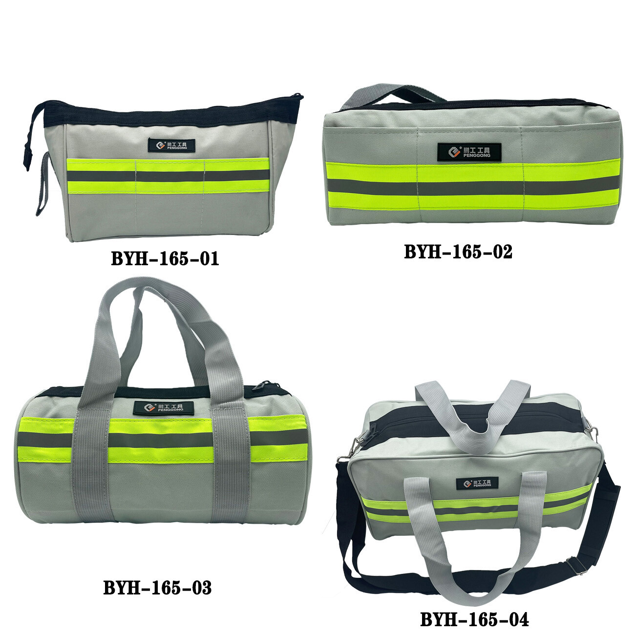 Heavy Duty Professional Tool Bag with Metal Zippers Wide Mouth Multi-Purpose Pro