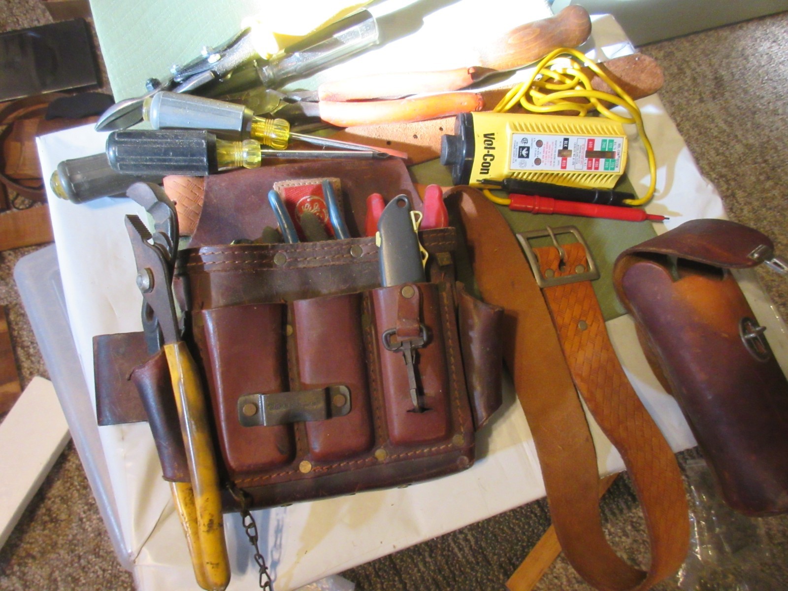Vintage General Electric GE Heavy Duty Leather Tool Pouch Belt TOOLS
