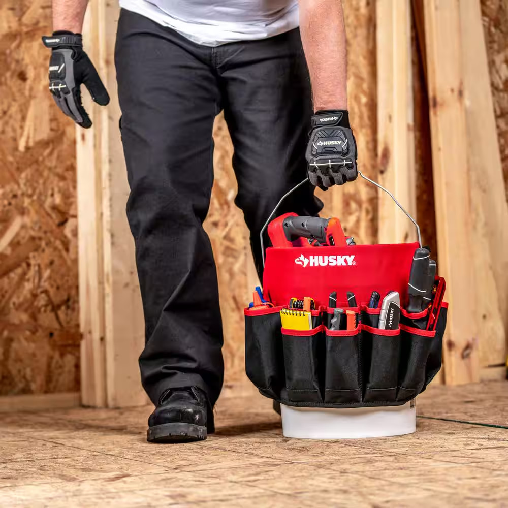 12 In. 30 Pocket Heavy Duty Bucket Jockey 5 Gallon In-Bucket Storage Tool Bag