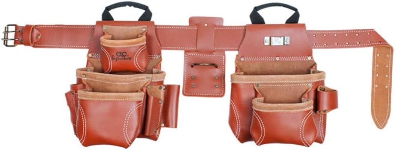Framer’s Leather Tool Belt – 15 Pocket System, 29-46″ Adjustable